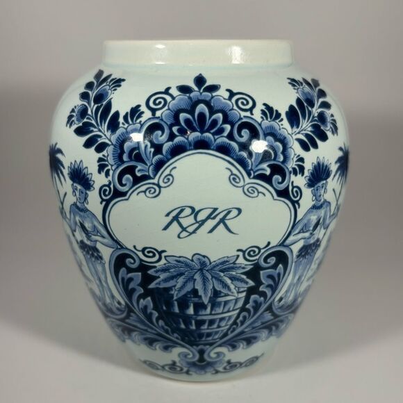 Delft Caribbean Islanders Smoking Tobacco Jar Made by OUD in Holland No Lid - Picture 1 of 7